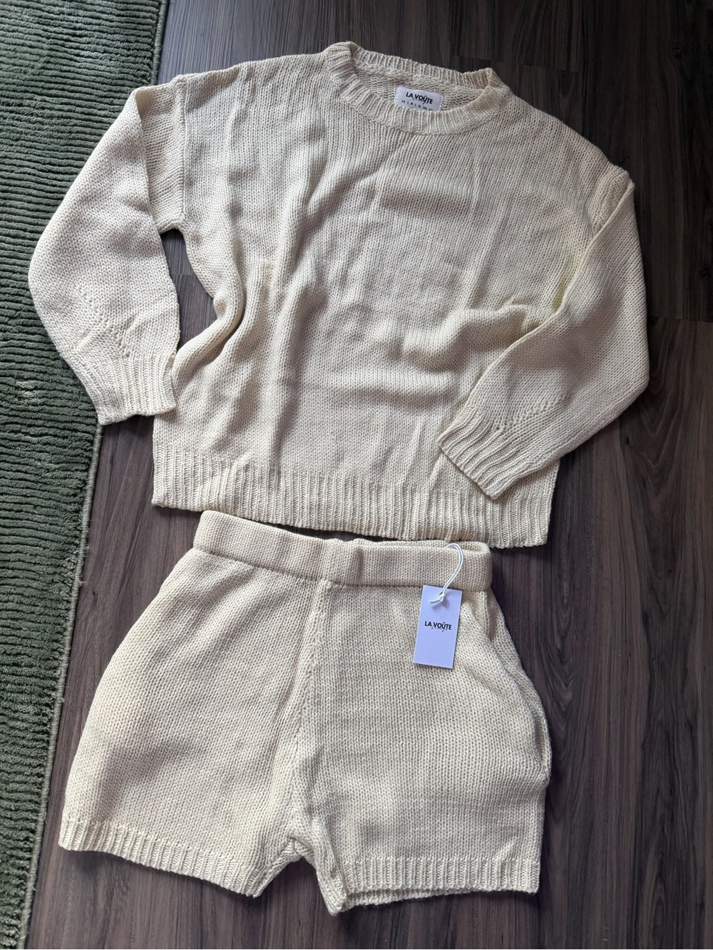 Cream Knit Sweater & Short Set